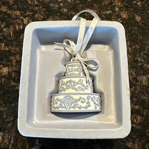 Wedgwood 2014 Blue Jasperware Cake Ornament Collectible Cottagecore Wedding
